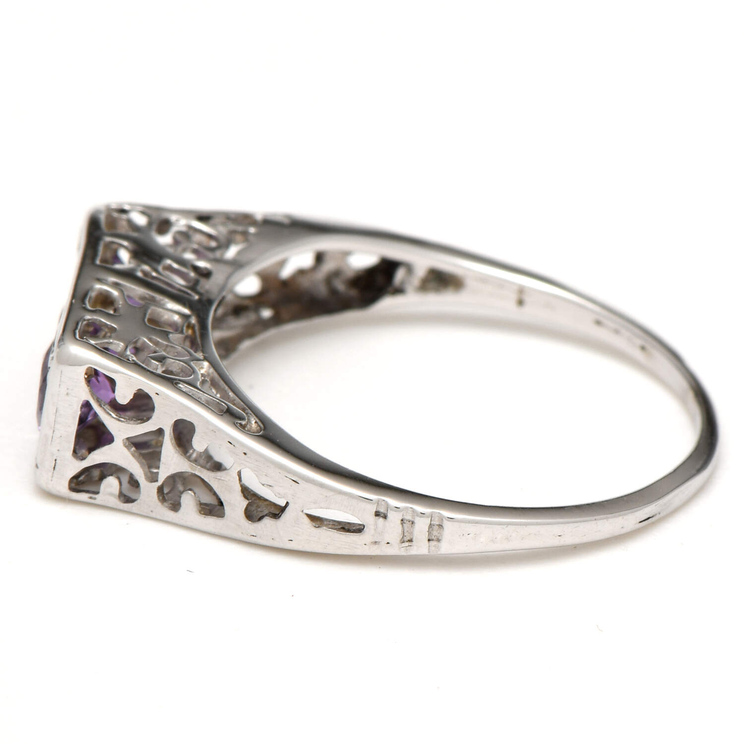 12KW Art Deco Amethyst(0.58) Band Ring-3