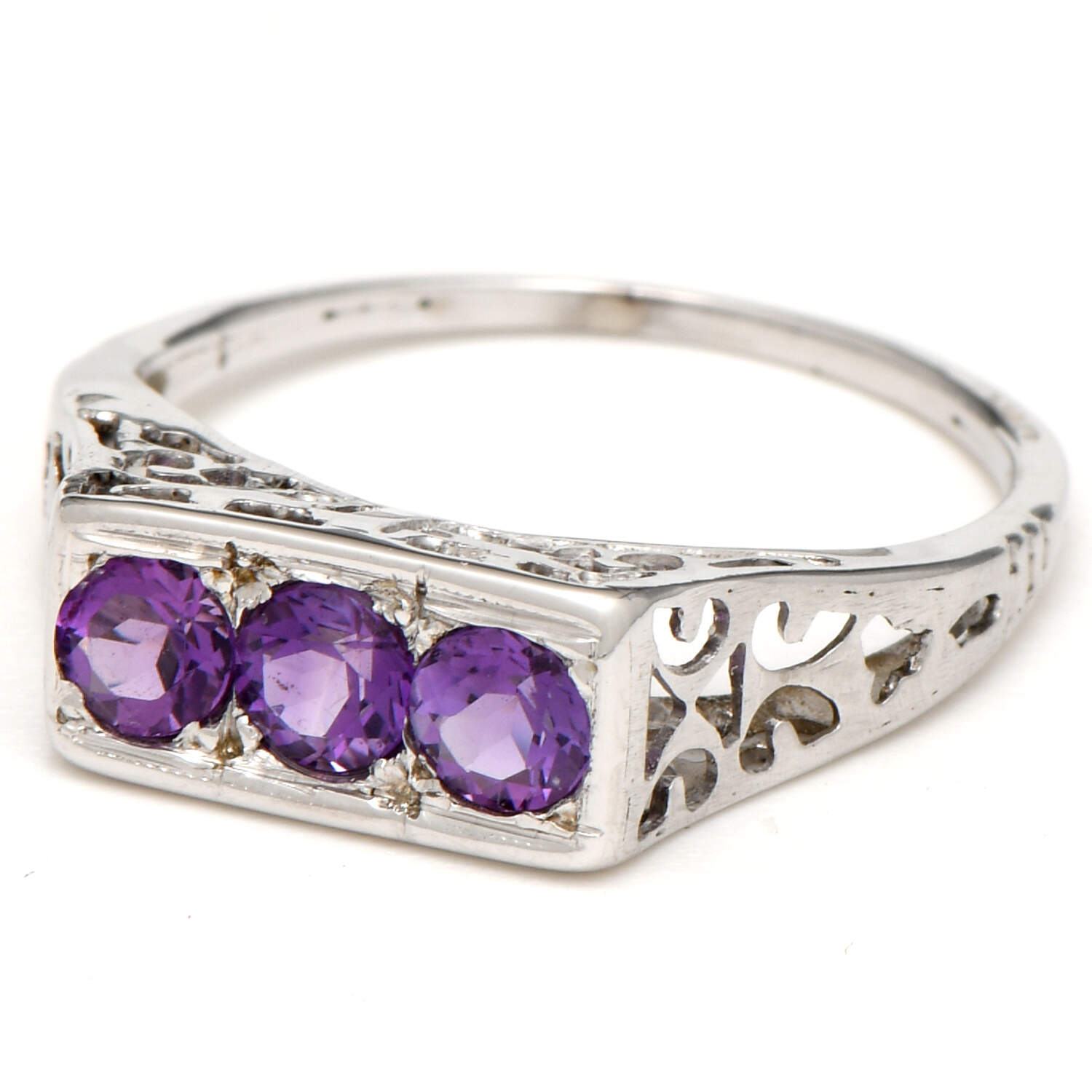 12KW Art Deco Amethyst(0.58) Band Ring-1