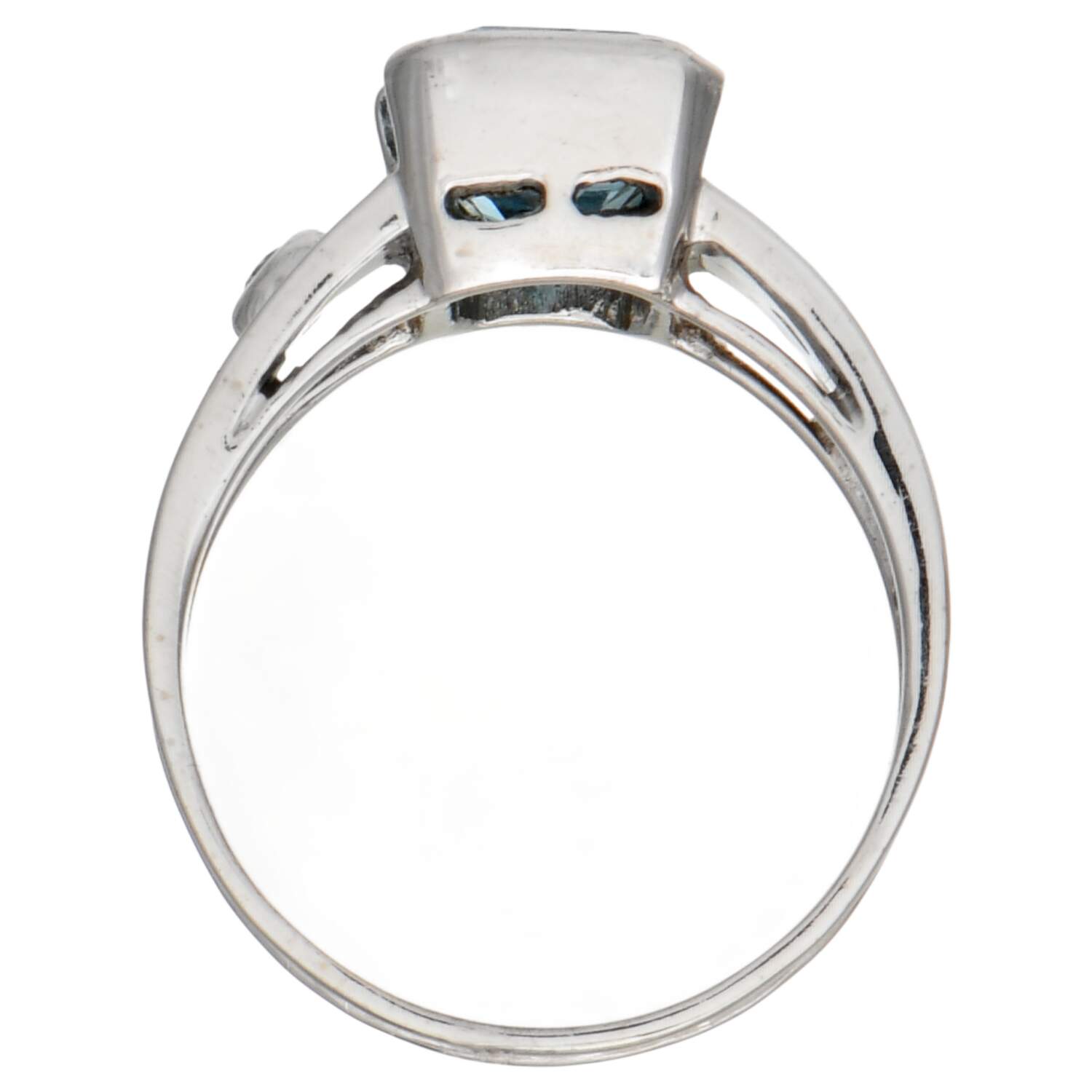 18KW Aquamarine (2.95) & Diamond (0.04) Accent Band Ring-5