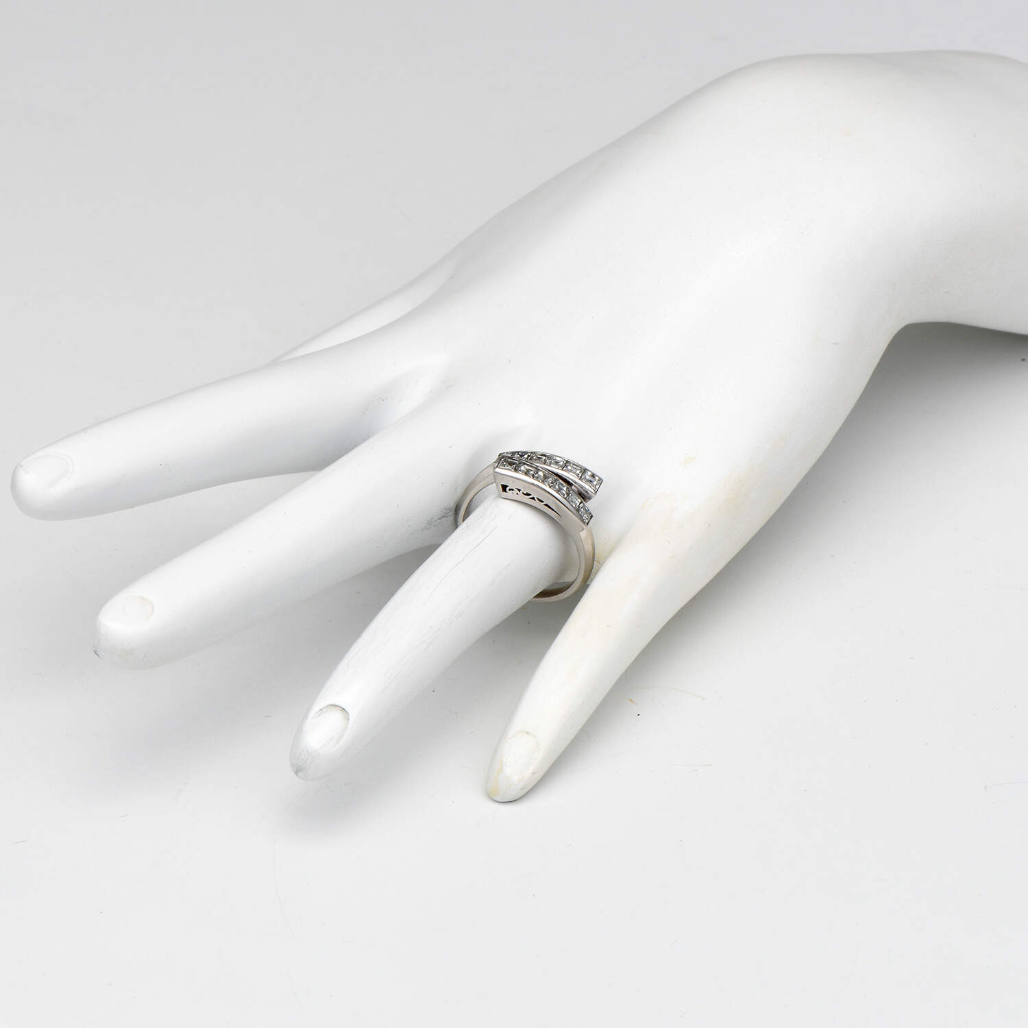 Platinum Ascher Cut Diamond(1.77) Bypass Ring-6