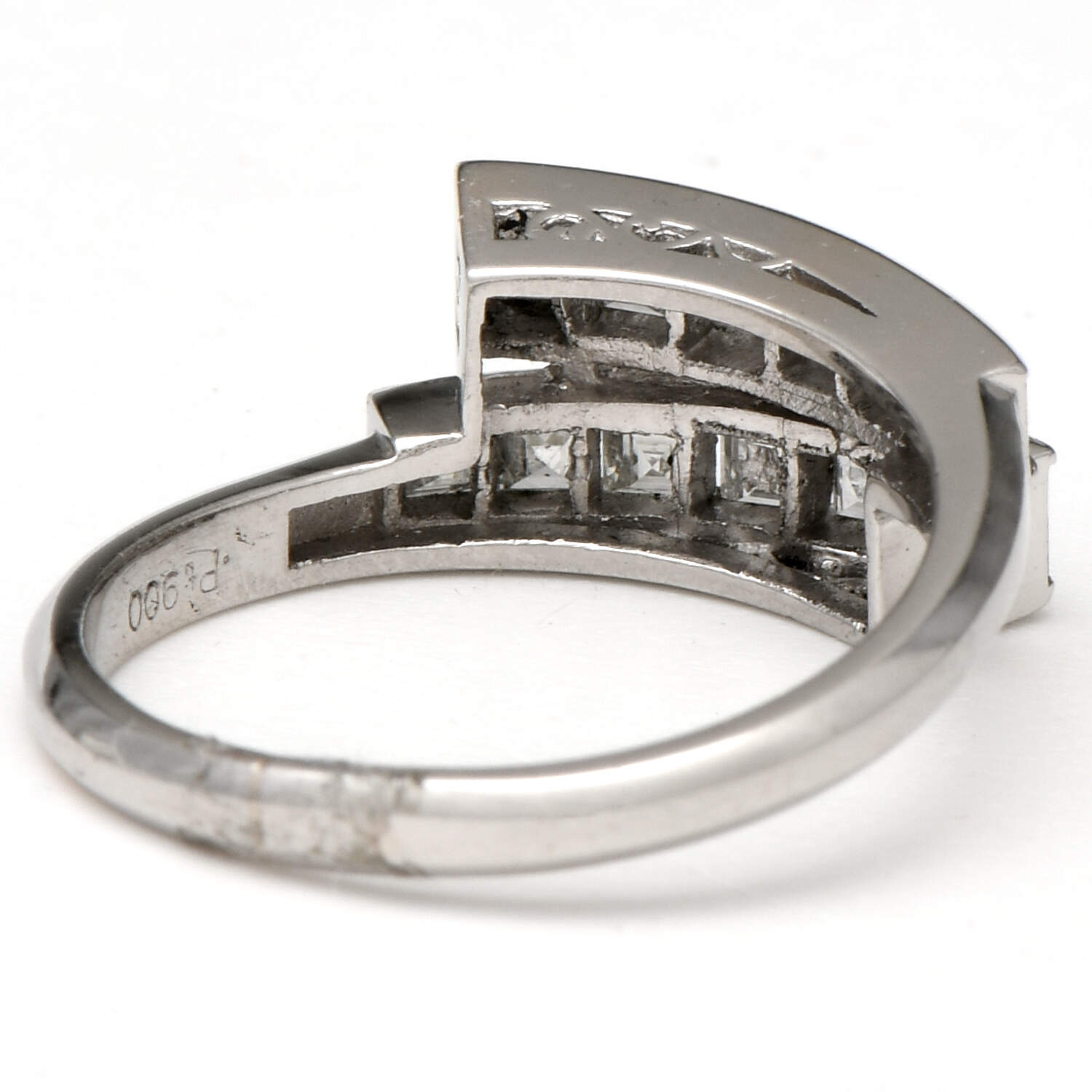 Platinum Ascher Cut Diamond(1.77) Bypass Ring-2