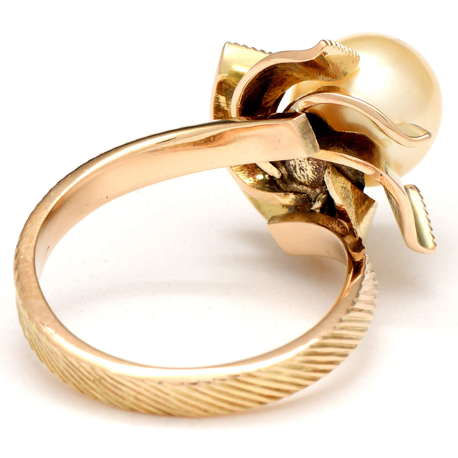 14KY Mid Century Pearl (8.30 mm) Textured Ring-2