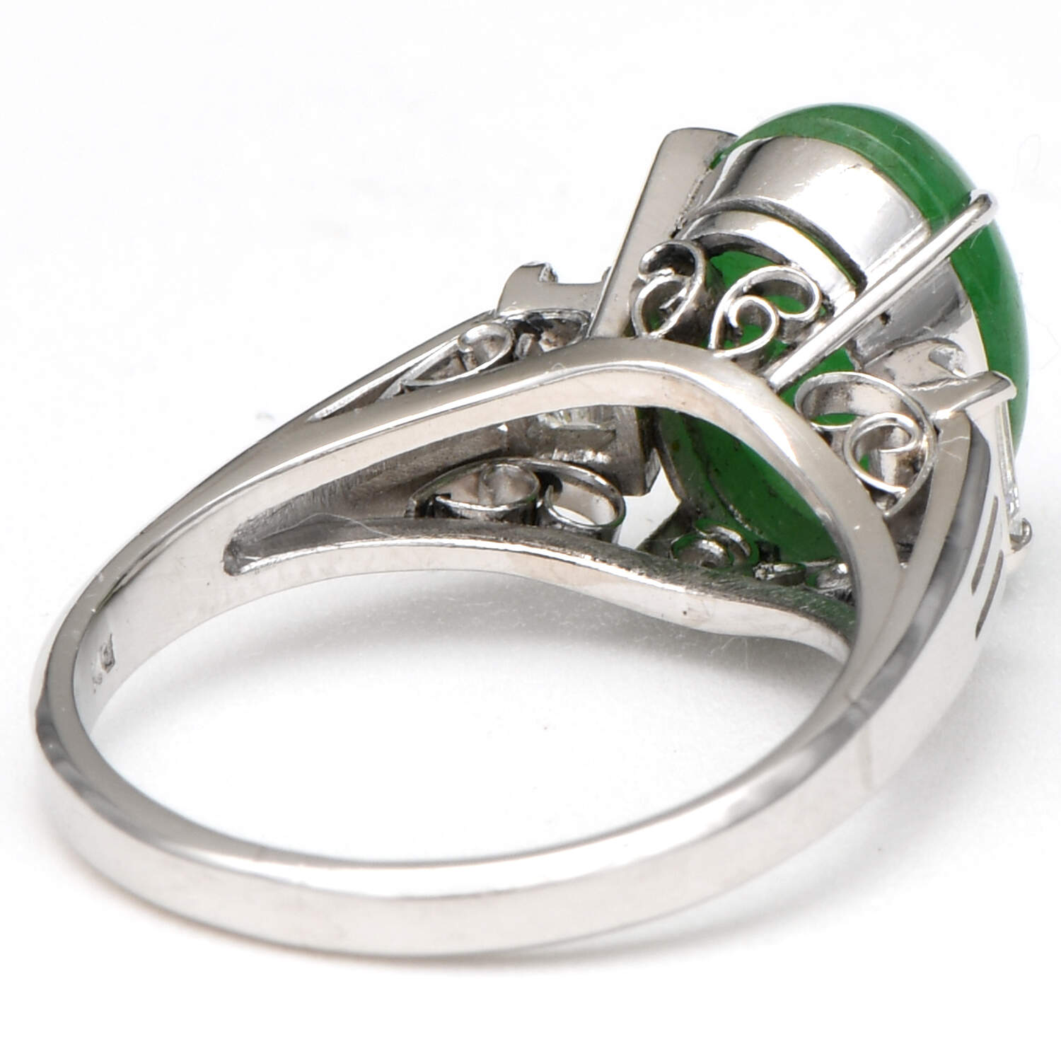 Platinum Vintage Jadeite Jade(4.25) & Diamond(0.28) Ring-2