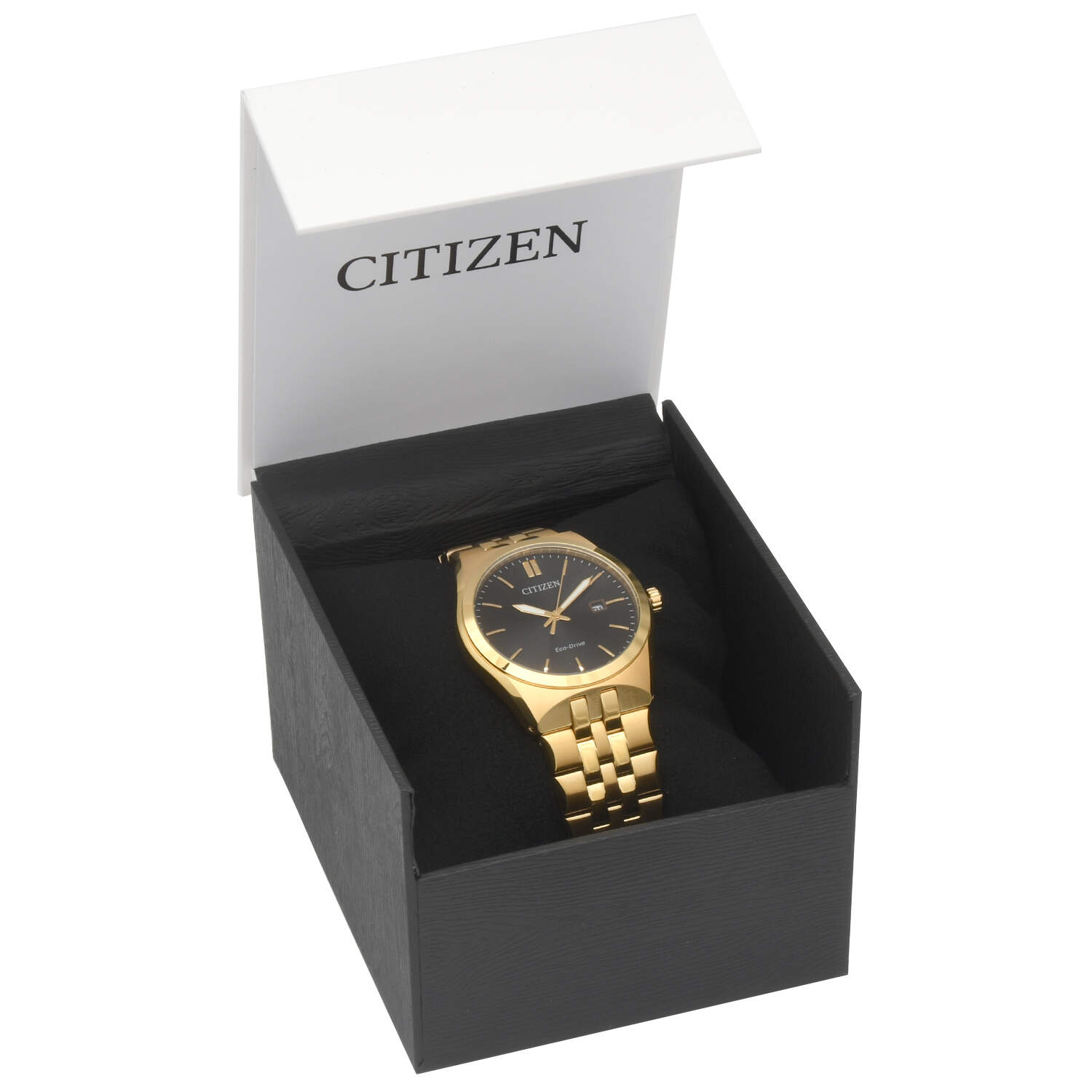 Citizen Corso Gold PVD Black Dial Eco Drive Quartz Watch-10