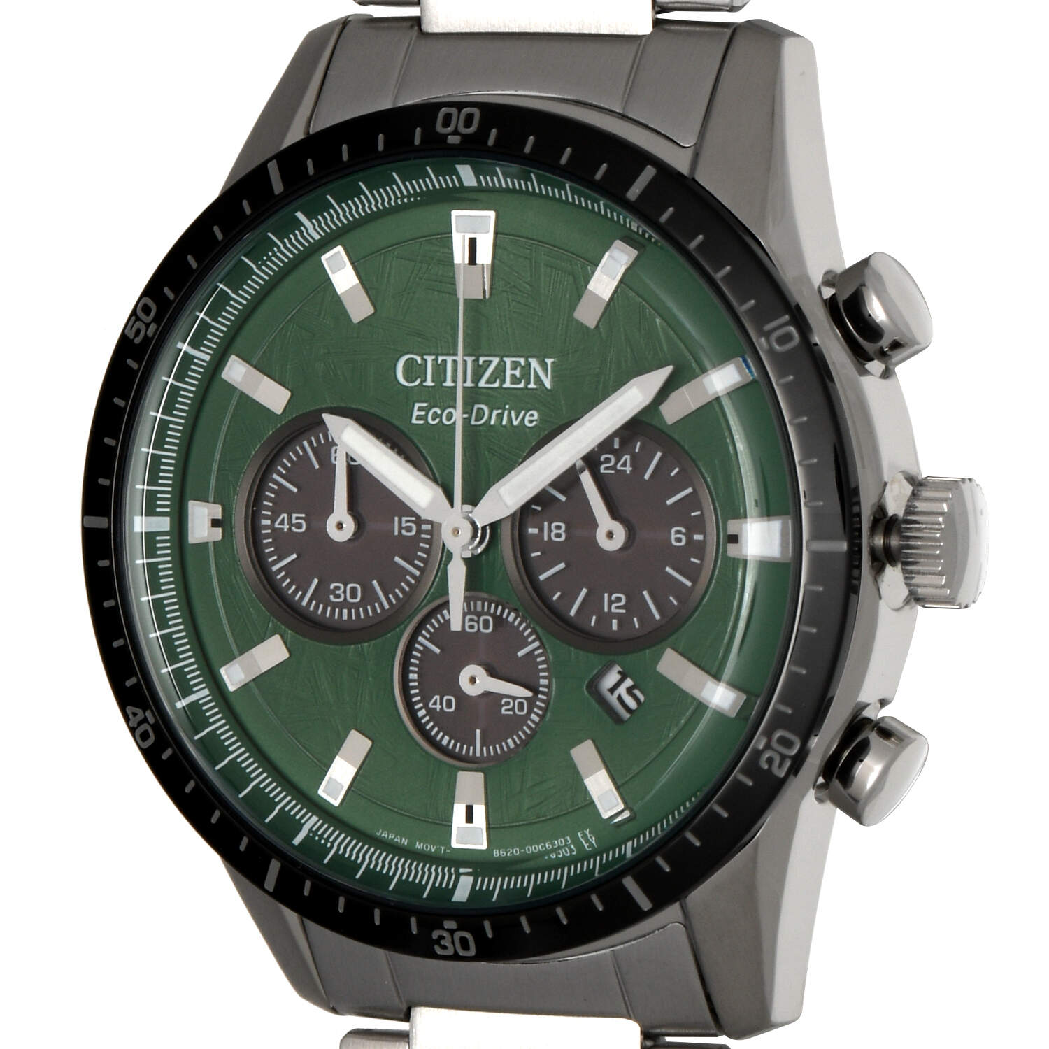 Citizen Sport Chronograph Green Dial Eco Drive Quartz Watch-7