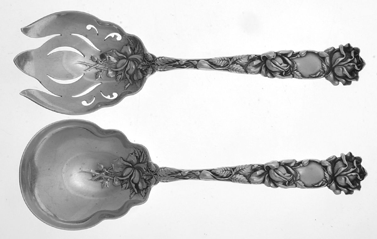 Bridal Rose (Sterling, 1903) (2 Pc) Solid Salad Set by Alvin-1