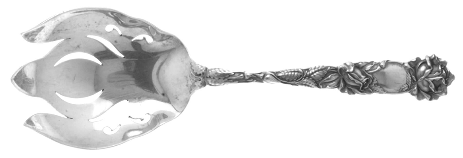 Bridal Rose (Sterling, 1903) Solid Salad Serving Fork by Alvin-1