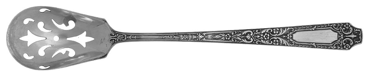 Cellini (Sterling, 1929, No Monograms) Pierced Bowl Short Handle Olive Spoon by Alvin-1