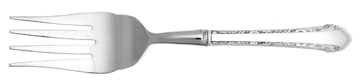 Chased Romantique (Sterling, 1933) Cold Meat Fork Large, Stainless Tines HC by Alvin-1