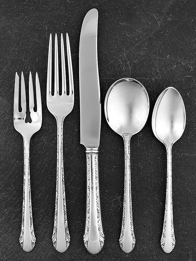 Chased Romantique (Sterling, 1933) 40  Piece Estate Set by Alvin-1