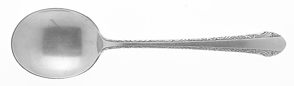 Chased Romantique (Sterling, 1933) Round Bowl Soup Spoon (Cream Soup) by Alvin-1