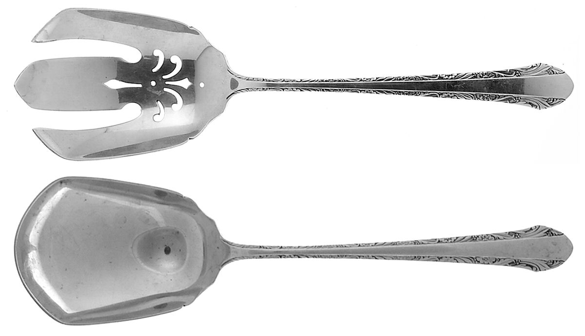 Chased Romantique (Sterling, 1933) (2 Pc) Solid Salad Set by Alvin-1