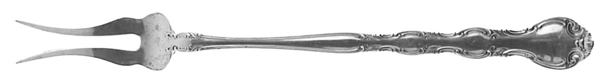 French Scroll (Sterling, 1953) Short Handle Pickle/Olive Fork by Alvin-1