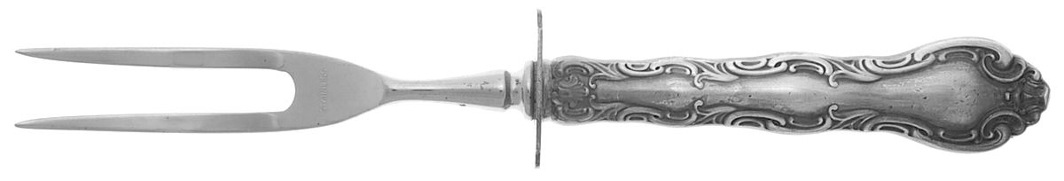 French Scroll (Sterling, 1953) Small Carving Fork W/Sterling Guard by Alvin-1