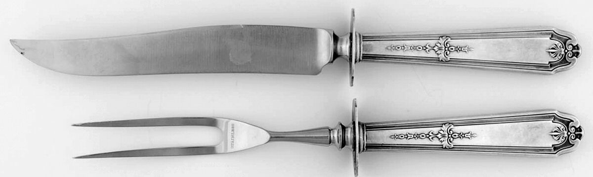 Gainsborough (Sterling, 1930) 2 Piece Small Carving Set W/ Sterling Guard by Alvin-1