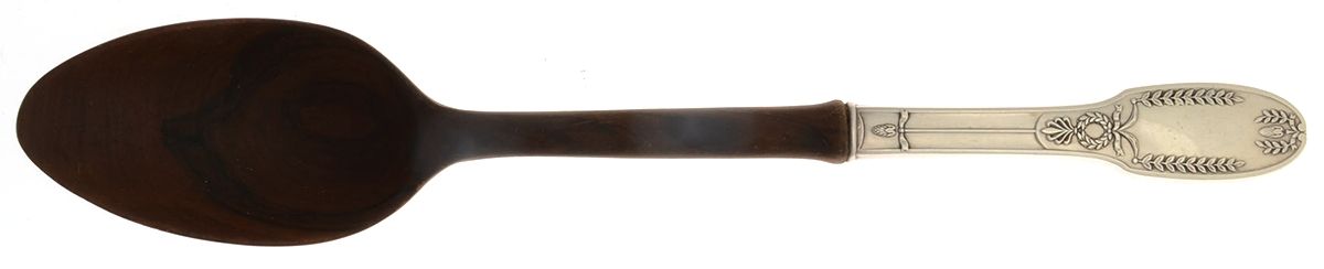 Marie Antoinette (Sterling, 1890-1910) Salad Serving Spoon with Wooden Bowl by Alvin-1