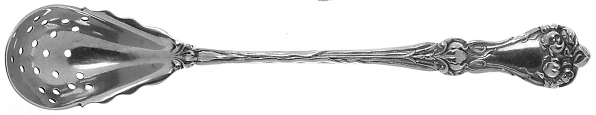 Majestic (Sterling, 1900, No Monograms) Pierced Bowl Short Handle Olive Spoon by Alvin-1