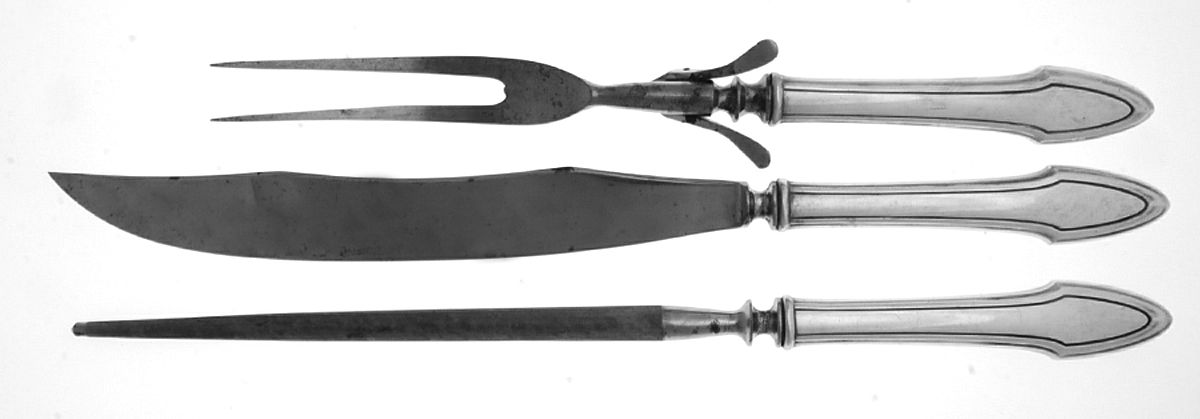 Molly Stark (Silverplate, 1916) Large 3-Piece Roast Carving Set w/ Stainless Blade by Alvin-1
