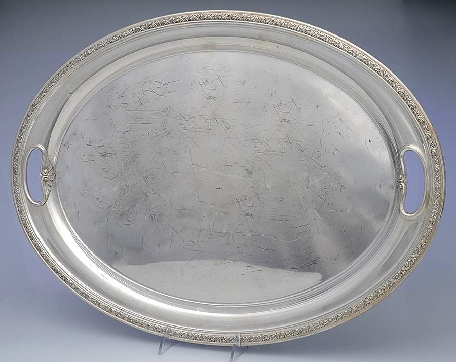 Chased Romantique (Sterling Holloware) Silverplate Waiter Tray by Alvin-1