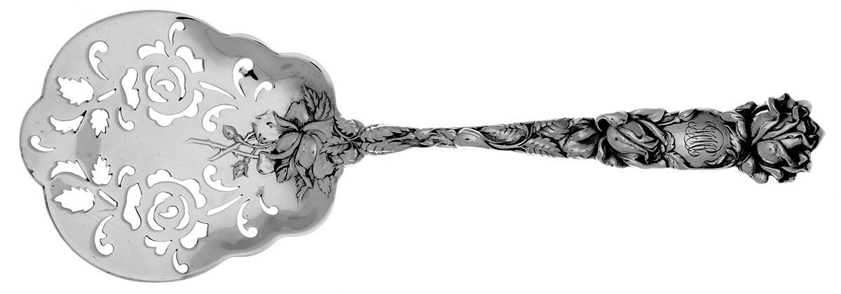 Bridal Rose (Sterling, 1903, Monograms) Tomato Server, Solid Piece by Alvin-1