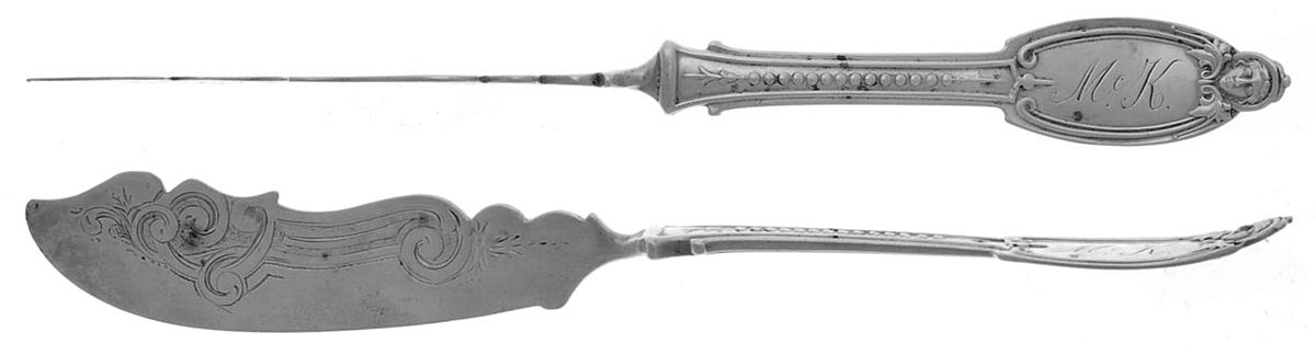 Kenilworth (Sterling, 1850) Flat Twisted Handle Master Butter Knife by Albert Coles-1