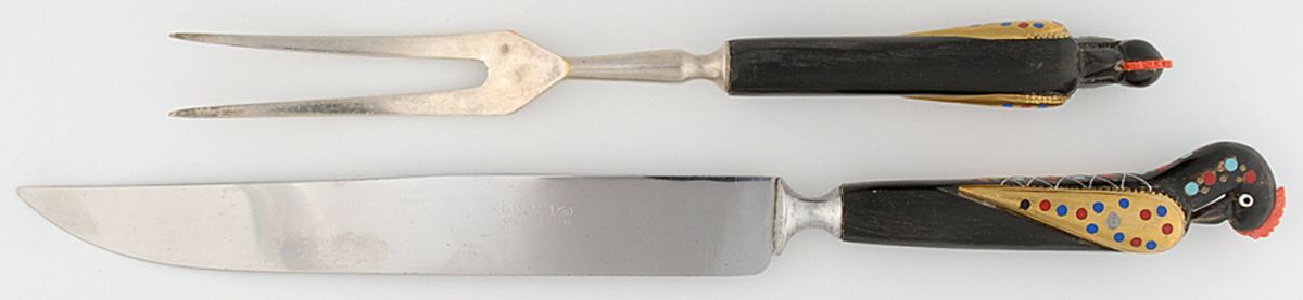 AHF1 (Stainless) Large 2-Piece Roast Carving Set w/Stainless Blade by S&A Haddad-1
