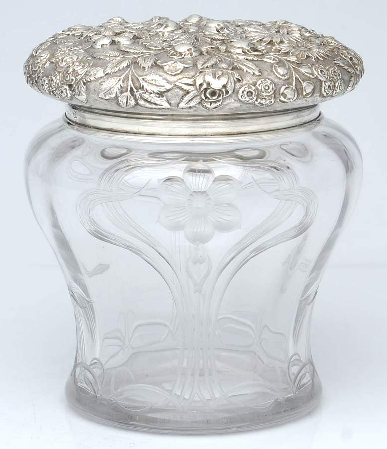 Repousse (Sterling, Hollowware) Crystal Base & Sterling Lid Potpourri Jar by AG Schultz-1