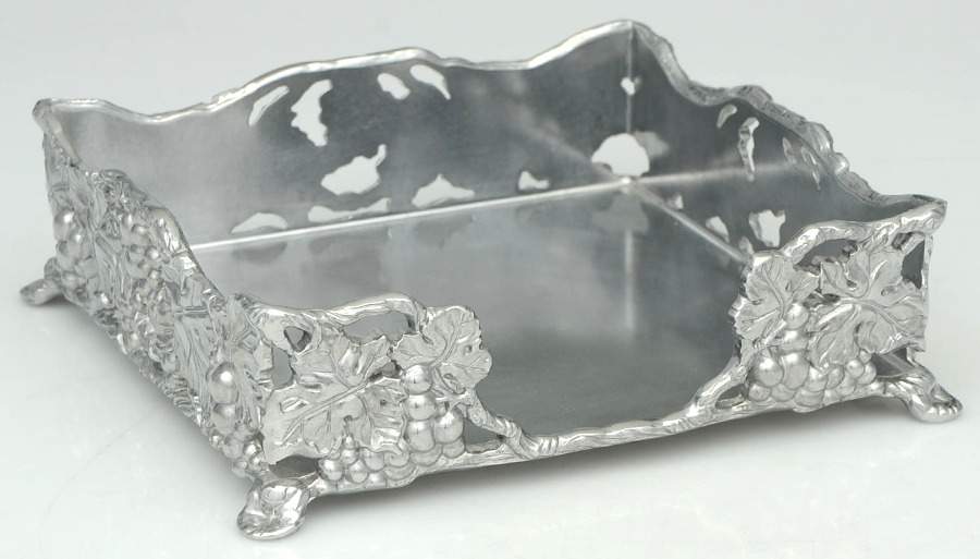 Grape (Aluminum, Hollowware) Square Napkin Holder by Arthur Court-1