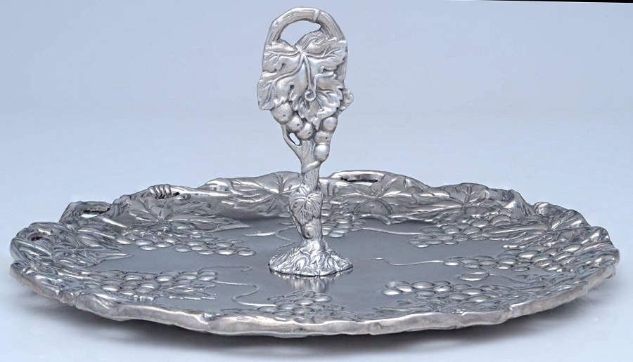 Grape (Aluminum, Hollowware) 12" Tidbit Tray with Center Handle by Arthur Court-1