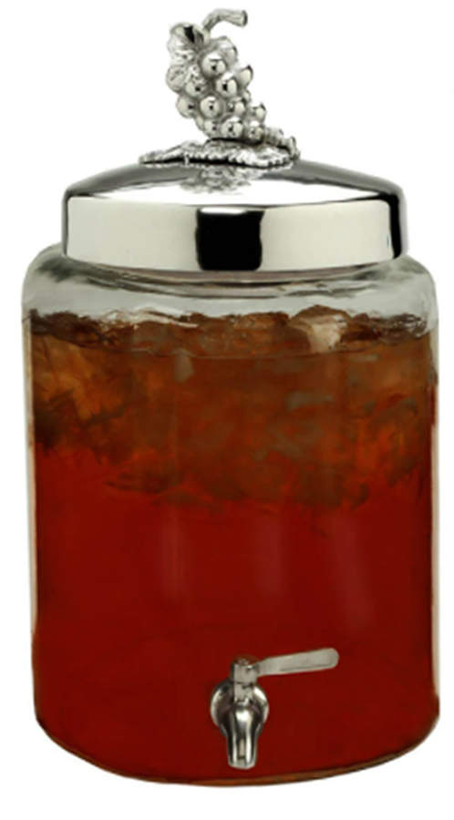 Grape (Aluminum, Hollowware) Glass Beverage Server with Metal Lid by Arthur Court-1