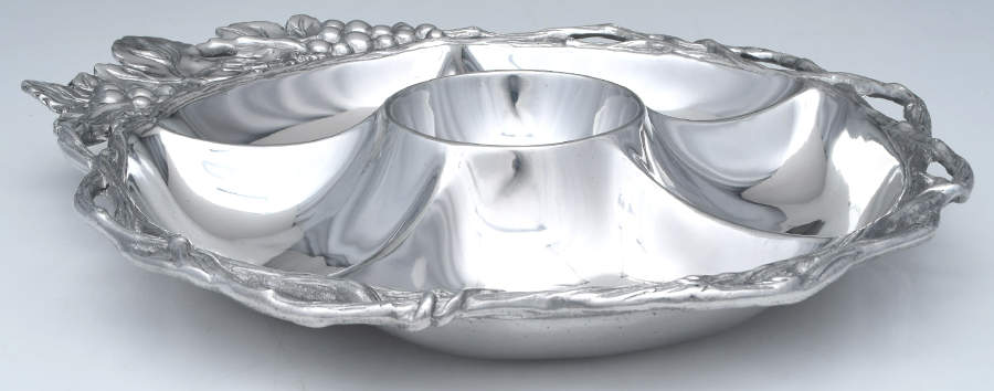 Grape (Aluminum, Hollowware) 6 Part Divided Round Tray by Arthur Court-1