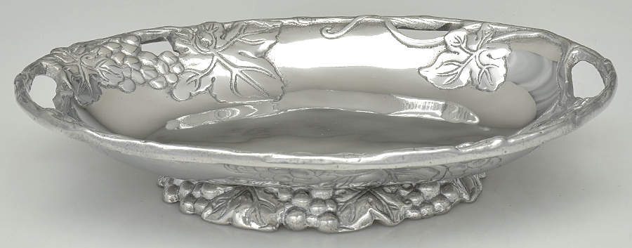 Grape (Aluminum, Hollowware) 11" Oval Vegetable Bowl by Arthur Court-1