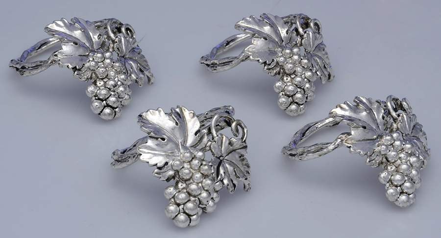 Grape (Aluminum, Hollowware) Napkin Ring - Set of 4 by Arthur Court-1
