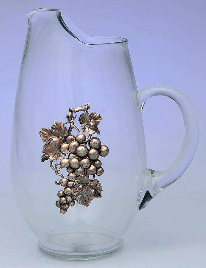 Grape (Aluminum, Hollowware) Glass & Metal Pitcher by Arthur Court-1