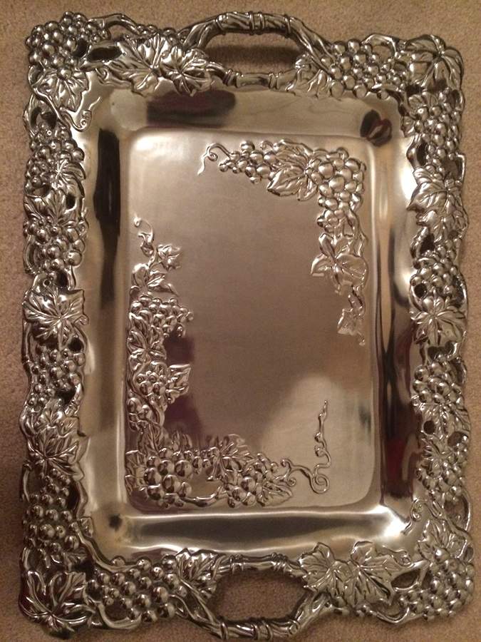 Grape (Aluminum, Hollowware) 14" Rectangular Tray by Arthur Court-1