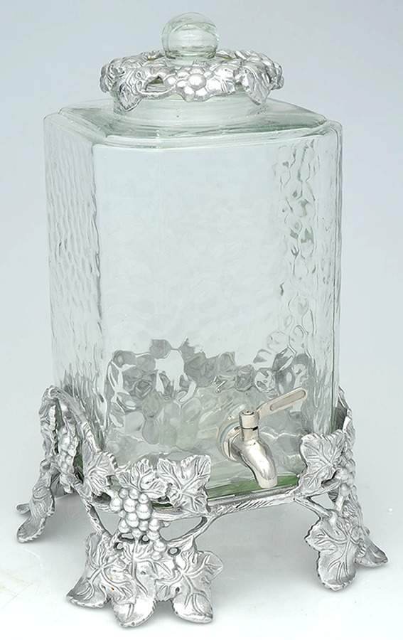 Grape (Aluminum, Hollowware) 320 Oz Glass & Aluminum Beverage Server by Arthur Court-1