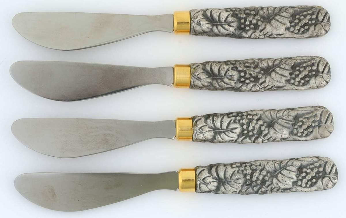 Grape (Aluminum, Hollowware) Individual Hors d'Oeuvre-Butter Knife Hollow Handle - Set of 4 by Arthur Court-1