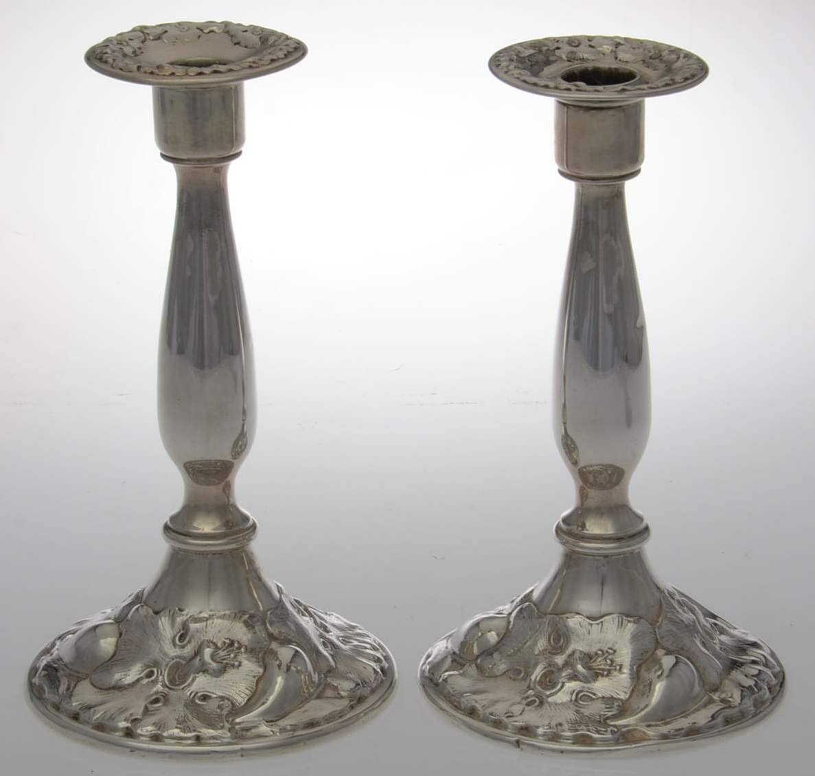 304 (Sterling, Hollowware) Pair of 8" Weighted Candlesticks by Adelphi-1