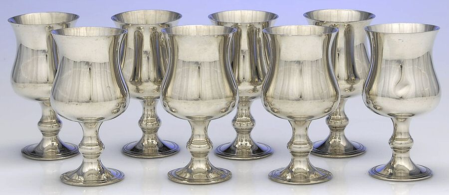 Pewter Hollowware (Set of 8) Wine Goblet by Associated British Pewter Craftsman-1