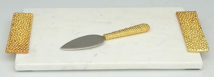 Molten (Stainless, Hollowware) Cheese Board & Knife Set by Michael Aram-1