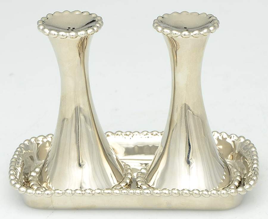 Molten (Stainless, Hollowware) Salt & Pepper with Tray Set by Michael Aram-1