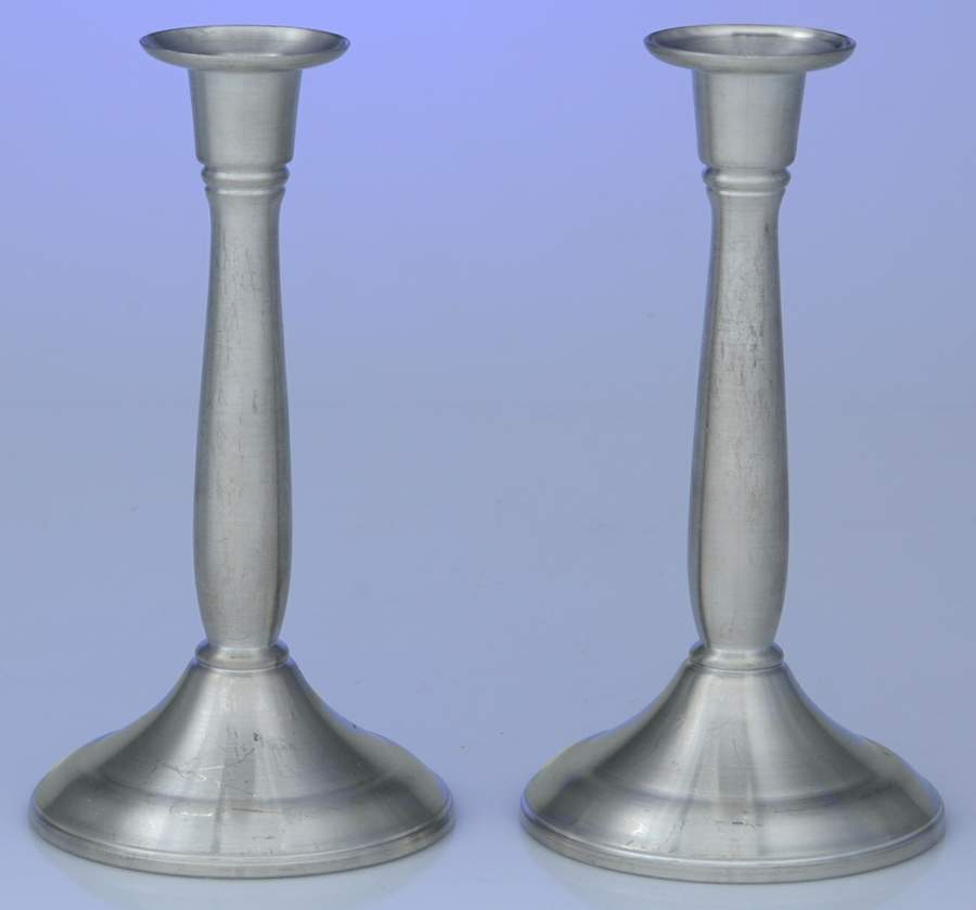 Pewter Candlesticks Pair of 6" Candlesticks by Amos Pewter-1