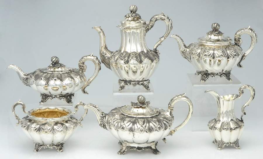 1WS1 (Sterling, Hollowware) 6 Piece Tea Set (SCP, 3 STP, SCR, SWB) by William Smiley-1