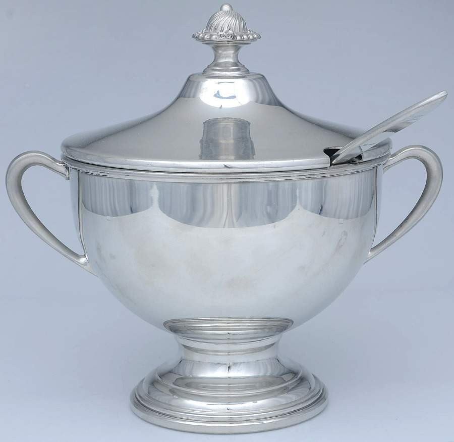 Colonial (Pewter, Hollowware) Tureen & Lid by Luther Boardman & Son-1