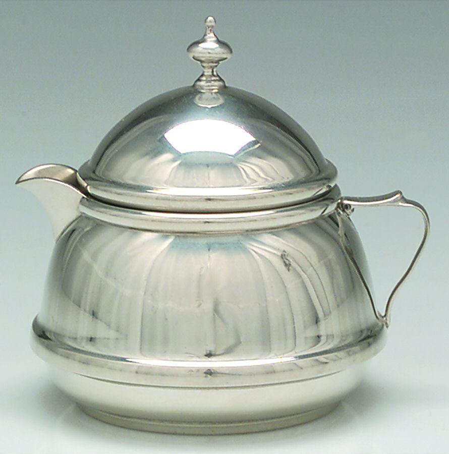 Colonial (Pewter, Hollowware) Creamer & Lid by Luther Boardman & Son-1
