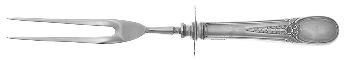 Flowered Antique (Sterling, 1940) Small Carving Fork W/Sterling Guard by R. Blackinton & Co-1
