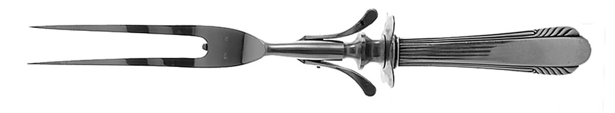 Lorraine (Sterling, 1946, No Monograms) Large Stainless-Prong Roast Carving Fork by R. Blackinton & Co-1