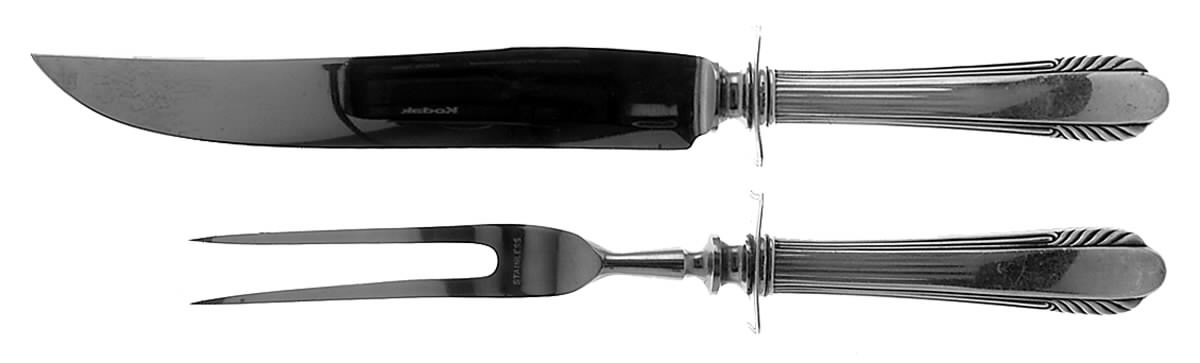 Lorraine (Sterling, 1946, No Monograms) Small Stainless Blade 2-Piece Steak Carving Set by R. Blackinton & Co-1