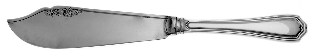Georgian (Sterling, No Monograms) Hollow Handle Fish Serving Knife, Silverplt Blade by Birks Silver-1