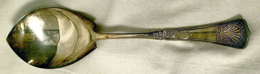 Two (Silverplate) Vegetable Serving Spoon (Solid) by Brown & Bros-1